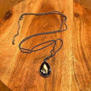 Long darker silver reversible charm necklace, like new!